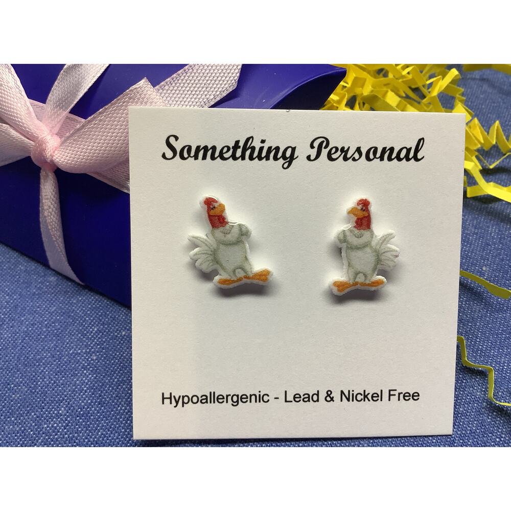 Foghorn Leghorn Rooster- Looney Tunes Inspired Post Earrings -Gift Boxed - Chibi